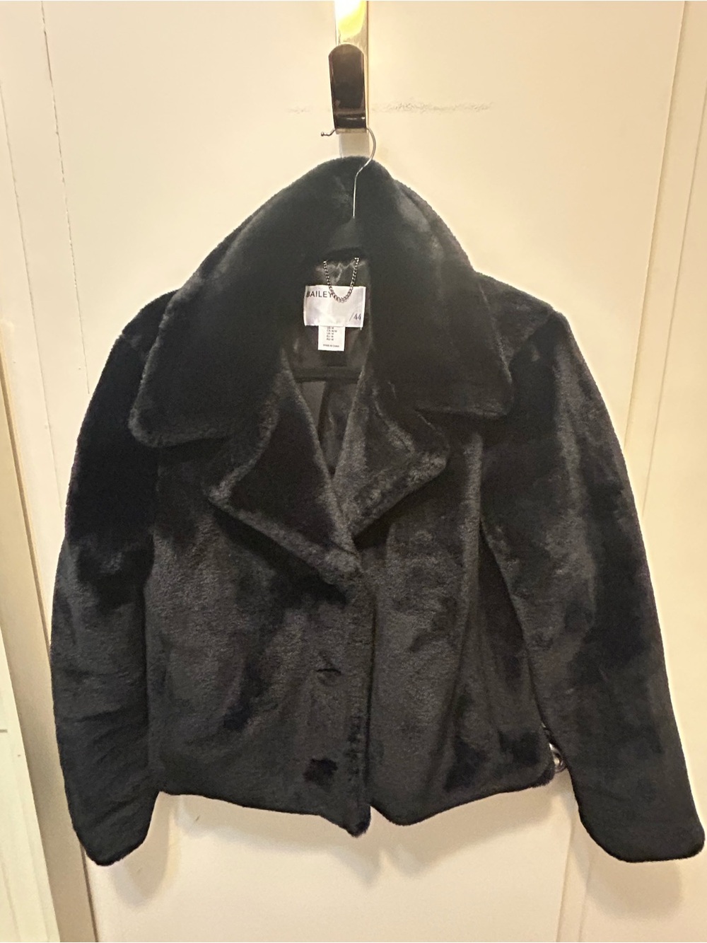 Bailey 44 Black Faux Fur Teddy Jacket